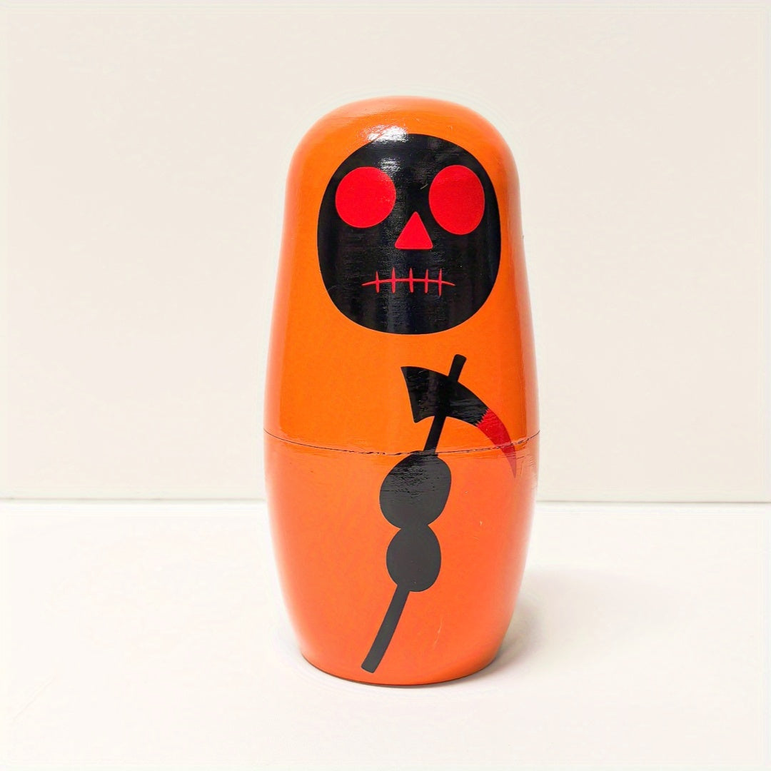 Spooky Wooden Nesting Dolls for Halloween Decor