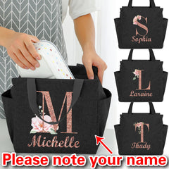 Personalized Insulated Lunch Bag with Custom Name Canvas Thermal Bento Tote