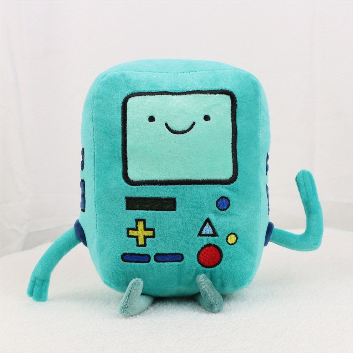 Retro Robot Plush Toy Green Polyester Doll with Buttons & Wires