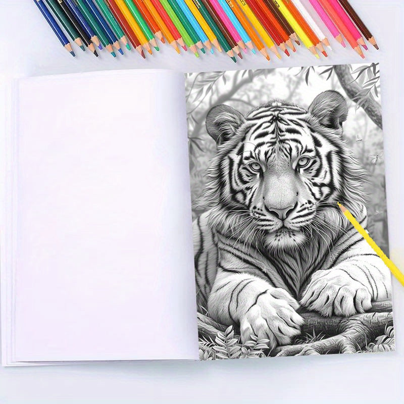Intricate Wildlife Coloring Book on Watercolor Paper