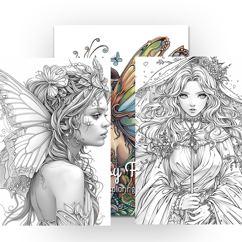 Fantasy Fairy Adult Coloring Book Emotional Release Valenti