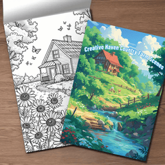 Rustic Farm Coloring Book 22 Pages 29x20cm Stress Relief Complex Patterns