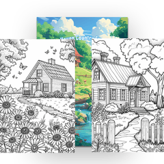 Rustic Farm Coloring Book 22 Pages 29x20cm Stress Relief Complex Patterns