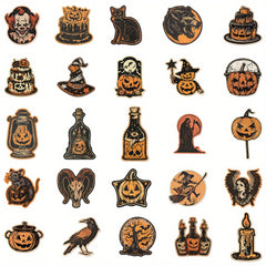 50pcs Vintage Halloween Vinyl Decals Waterproof Reusable Adhesives