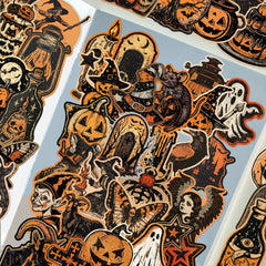 50pcs Vintage Halloween Vinyl Decals Waterproof Reusable Adhesives