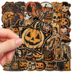 50pcs Vintage Halloween Vinyl Decals Waterproof Reusable Adhesives