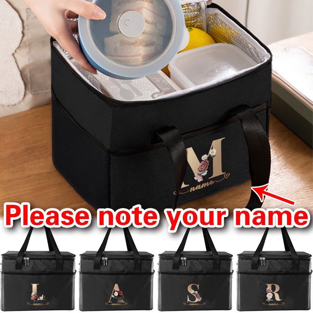 Monogrammed Hot Lunch Bag Insulated Leak Proof Canvas
