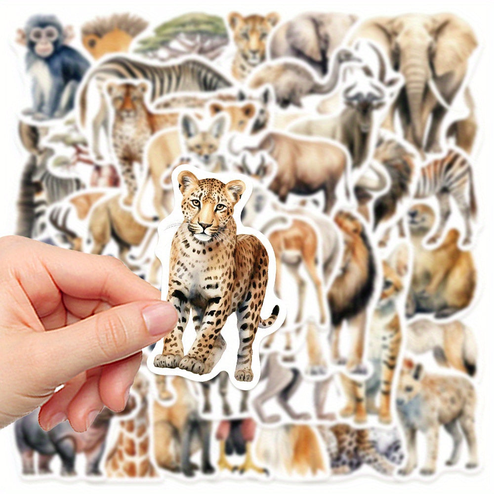 50pcs African & Rainforest Animal Sticker Pack Reusable Vinyl Decals