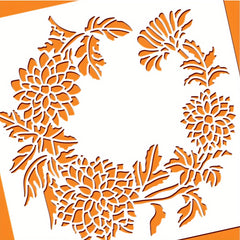 Chrysanthemum Flower Wreath Stencil Reusable Painting Template