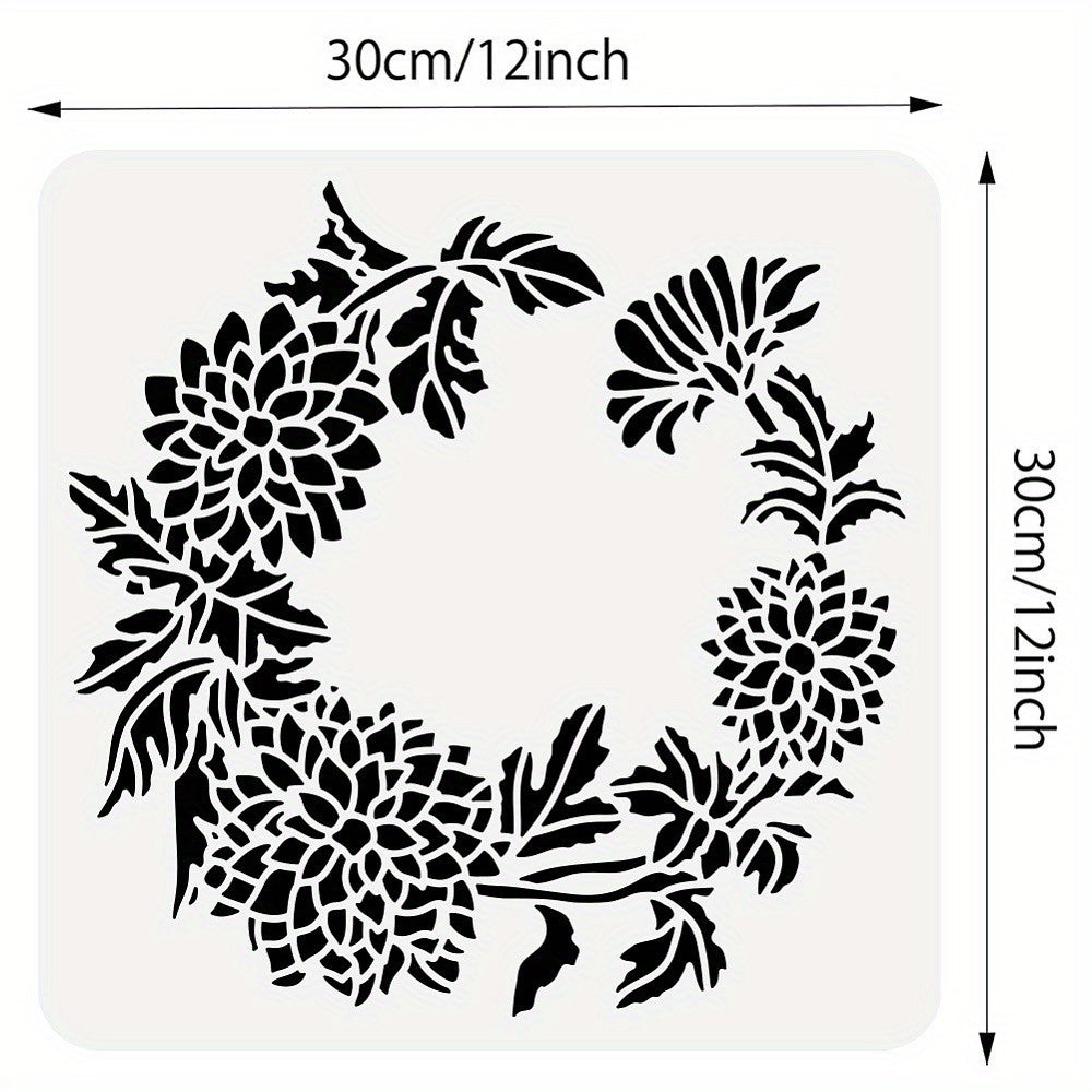 Chrysanthemum Flower Wreath Stencil Reusable Painting Template