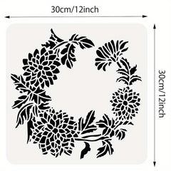 Chrysanthemum Flower Wreath Stencil Reusable Painting Template
