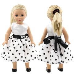 Polka Dot Dress with Bow and Belt for 18 Inch Dolls