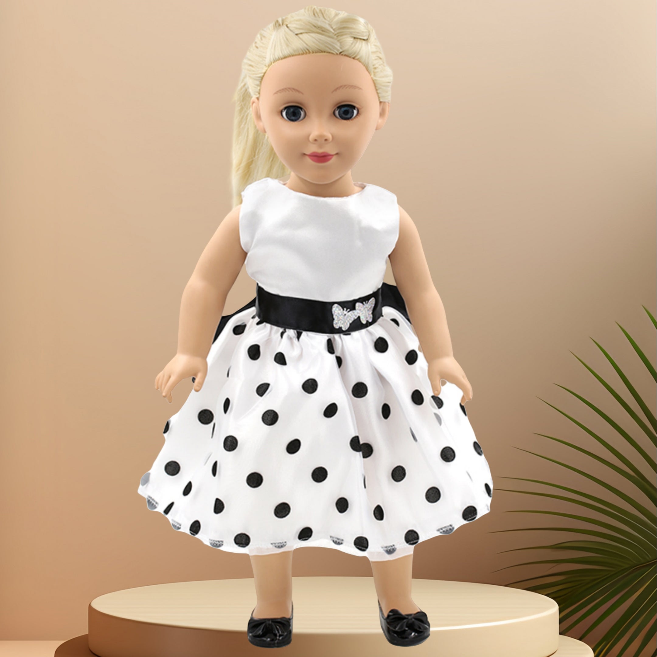 Polka Dot Dress with Bow and Belt for 18 Inch Dolls