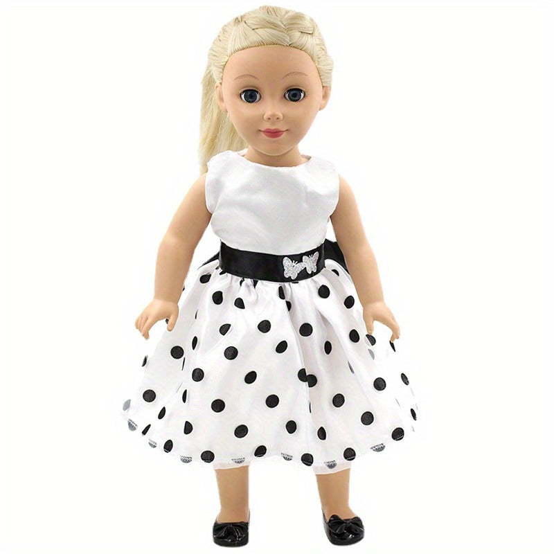 Polka Dot Dress with Bow and Belt for 18 Inch Dolls