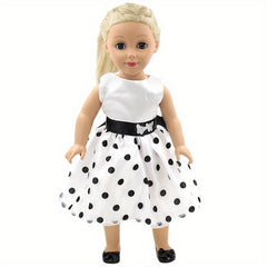 Polka Dot Dress with Bow and Belt for 18 Inch Dolls
