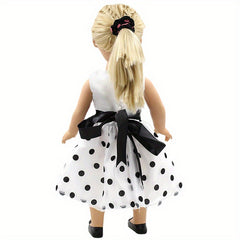 Polka Dot Dress with Bow and Belt for 18 Inch Dolls