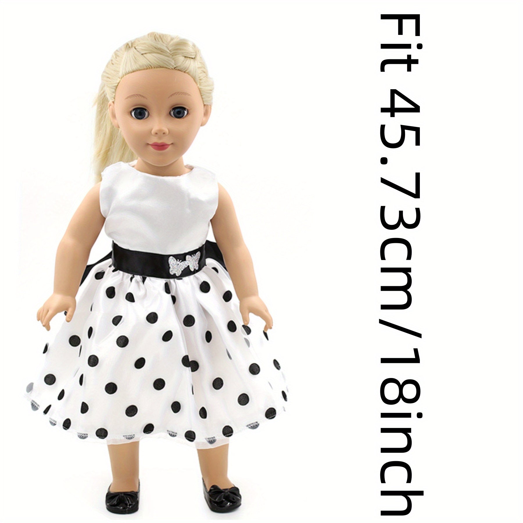 Polka Dot Dress with Bow and Belt for 18 Inch Dolls