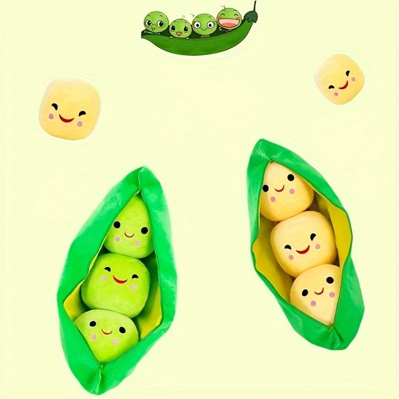 Cute Green Pea Plush Toy Smiling Face Stuffed for Girls Funny Gift Home Decor