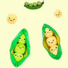 Cute Green Pea Plush Toy Smiling Face Stuffed for Girls Funny Gift Home Decor
