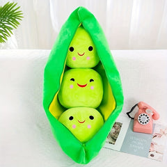 Cute Green Pea Plush Toy Smiling Face Stuffed for Girls Funny Gift Home Decor