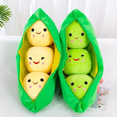 Cute Green Pea Plush Toy Smiling Face Stuffed for Girls Funny Gift Home Decor