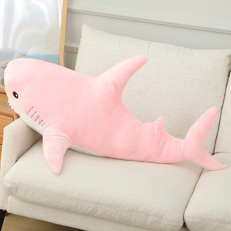 XL Plush Shark Stuffed Animal Soft Fabric Grey/Pink