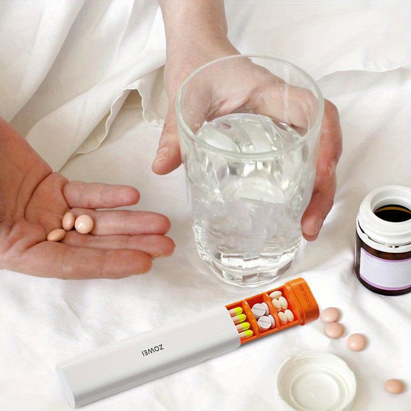 Portable Weekly Pill Organizer in Olive Green