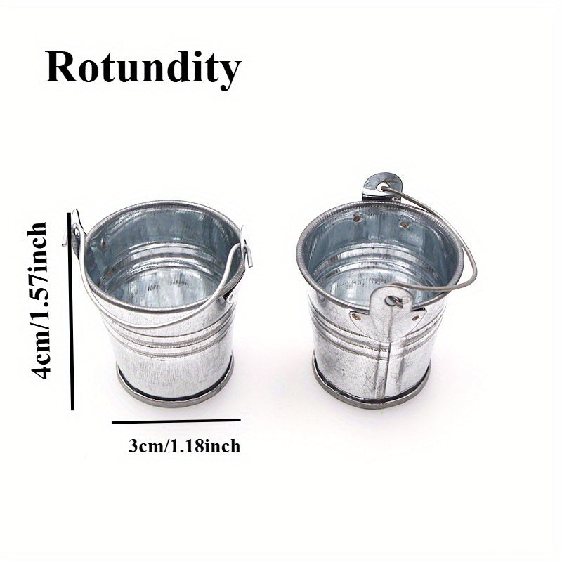Iron Bucket Handheld Tin Plate Basin for Dollhouse and Succulent Plant Pot