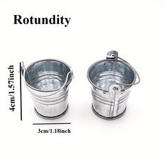 Iron Bucket Handheld Tin Plate Basin for Dollhouse and Succulent Plant Pot