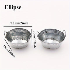 Iron Bucket Handheld Tin Plate Basin for Dollhouse and Succulent Plant Pot