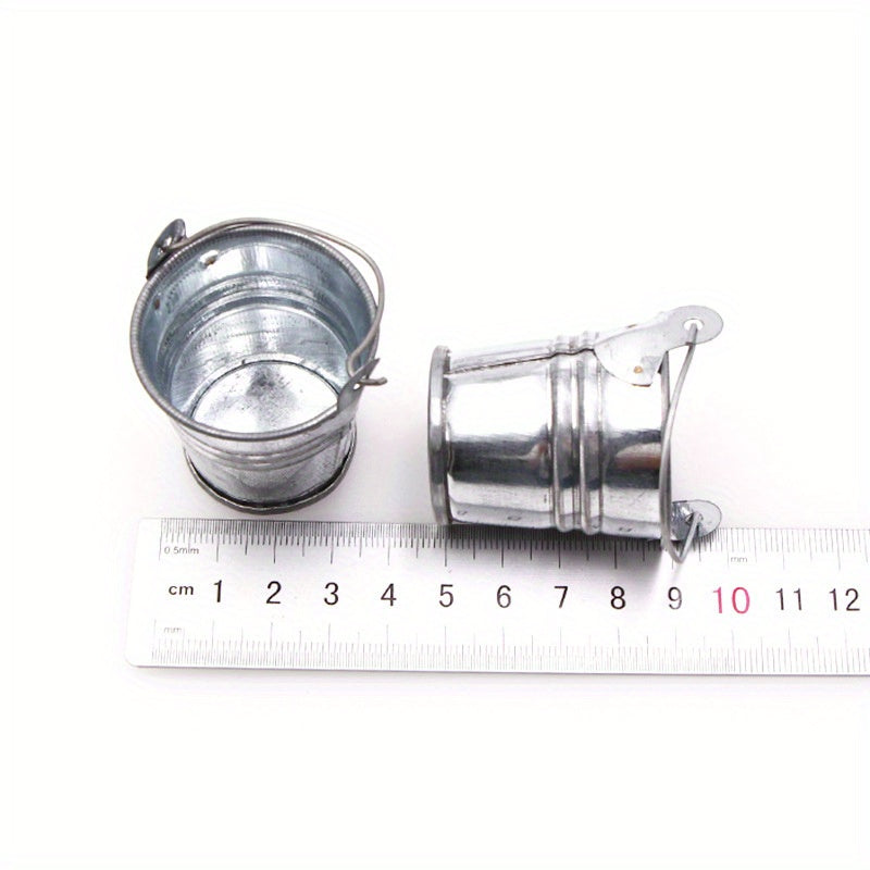 Iron Bucket Handheld Tin Plate Basin for Dollhouse and Succulent Plant Pot