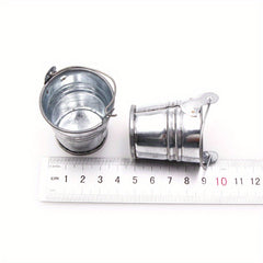 Iron Bucket Handheld Tin Plate Basin for Dollhouse and Succulent Plant Pot