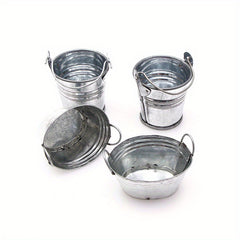 Miniature Iron Buckets & Basins Set for Dollhouse, Succulent Planters & Props