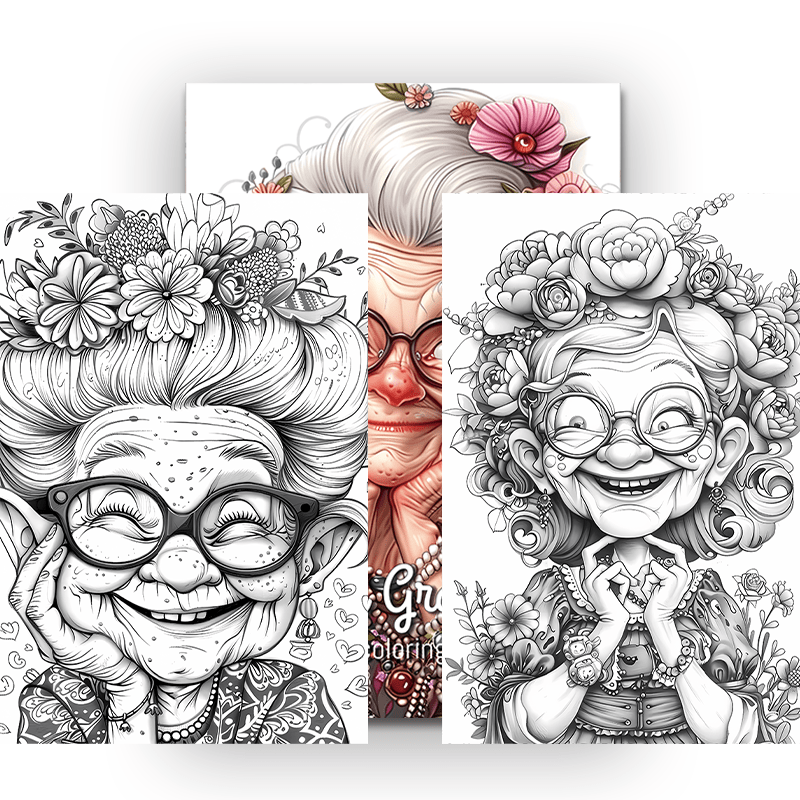 Happy Grandma Coloring Book Deluxe Edition - 22 Pages