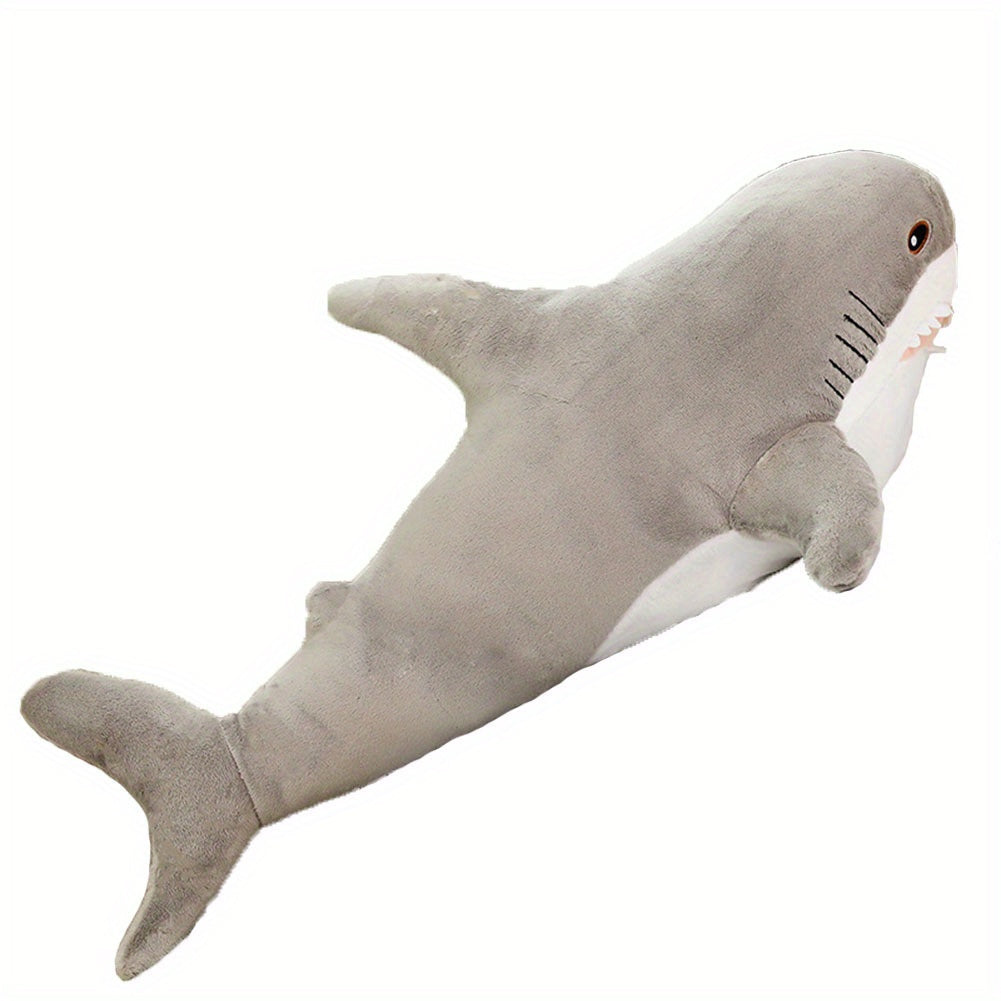 XL Plush Shark Stuffed Animal Soft Fabric Grey/Pink