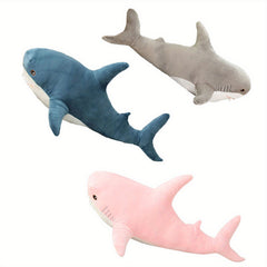 XL Plush Shark Stuffed Animal Soft Fabric Grey/Pink