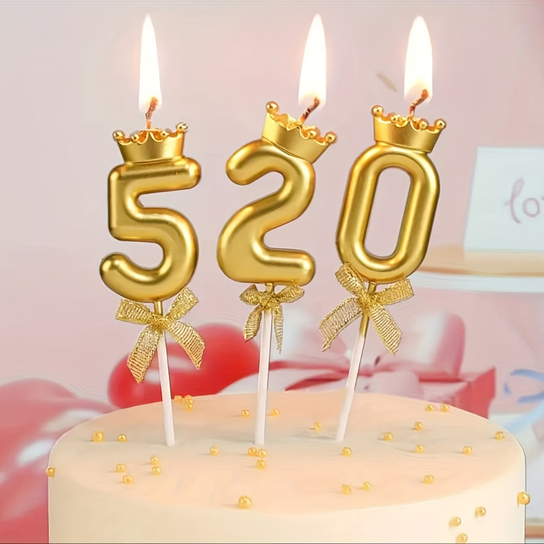 1pc 0-9 Number Candle Crown Bow Birthday Party Cake Decoration