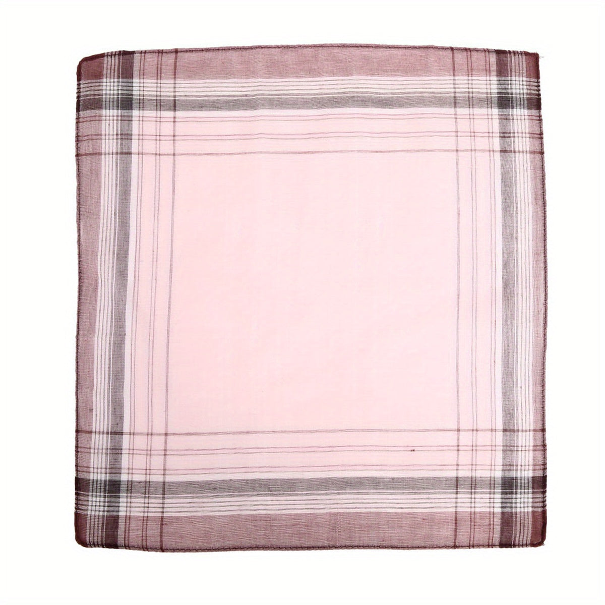 12pcs Men's Polyester Handkerchiefs Striped Checked Brown Pink Gray Soft