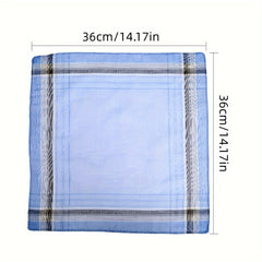 12pcs Men's Polyester Handkerchiefs Striped Checked Brown Pink Gray Soft