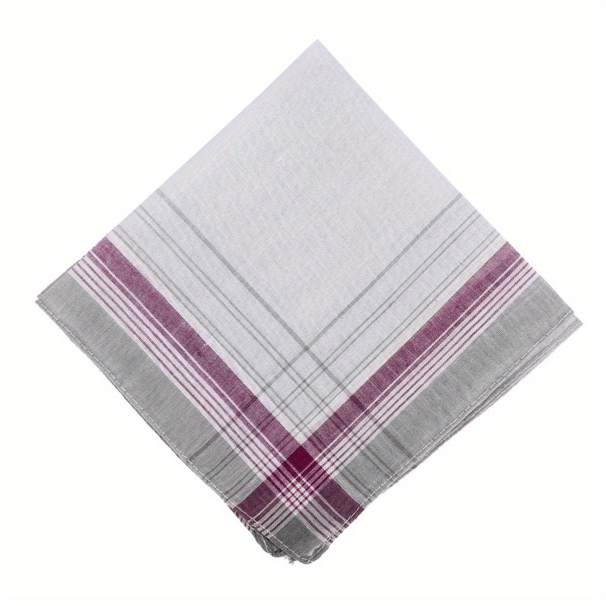 12pcs Men's Polyester Handkerchiefs Striped Checked Brown Pink Gray Soft