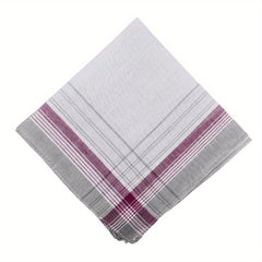 12pcs Men's Polyester Handkerchiefs Striped Checked Brown Pink Gray Soft