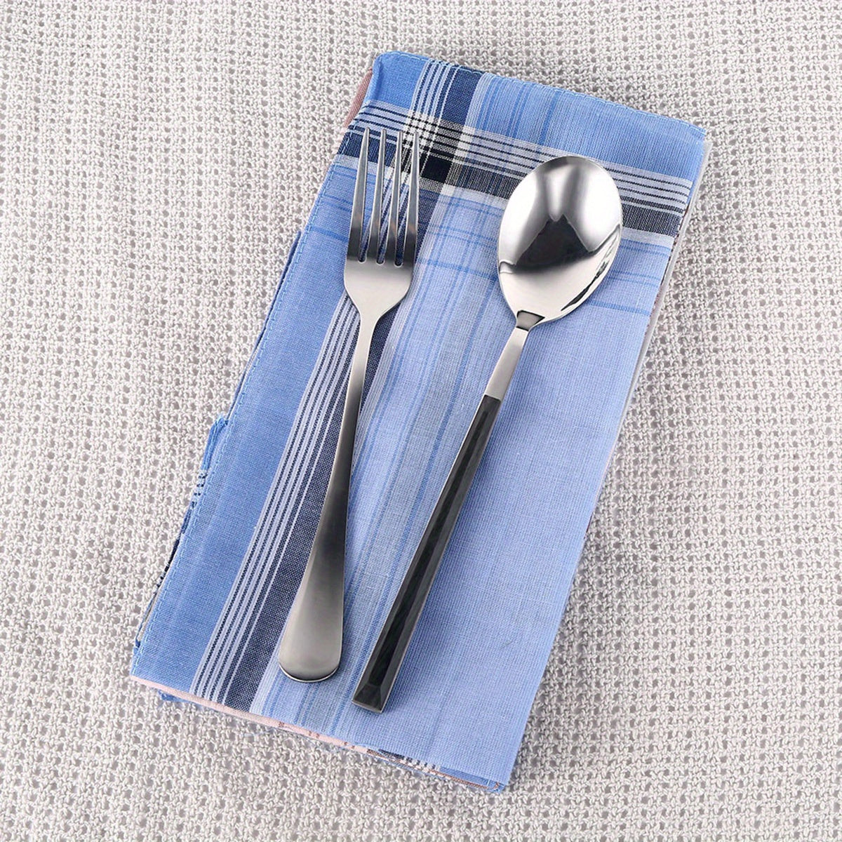 12pcs Men's Polyester Handkerchiefs Striped Checked Brown Pink Gray Soft