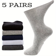 5 Pairs Comfort Stretch Diabetic Crew Socks for Men & Women