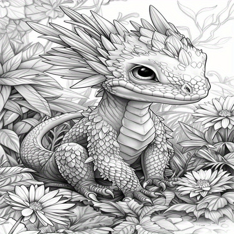 Magical Dragon Coloring Book - Deluxe Edition with 22 Thick Pages