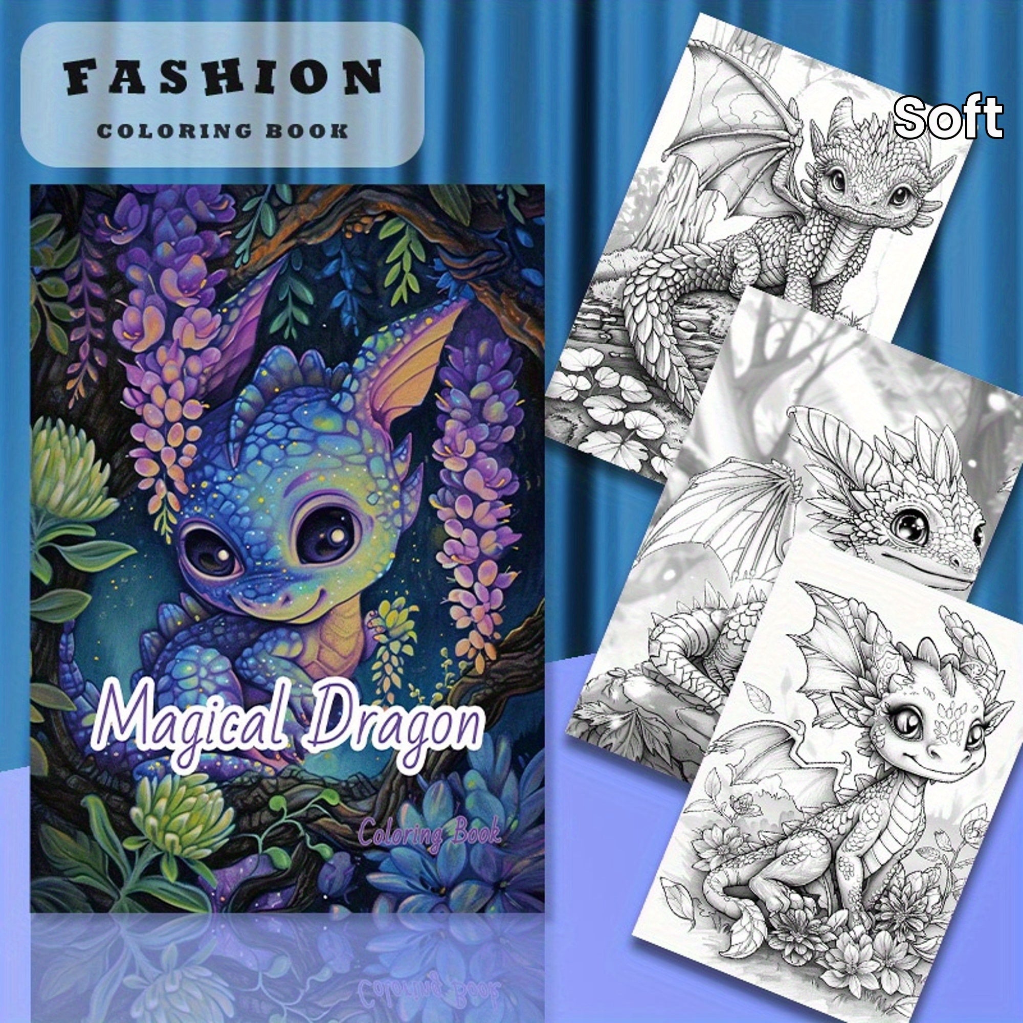 Magical Dragon Coloring Book - Deluxe Edition with 22 Thick Pages