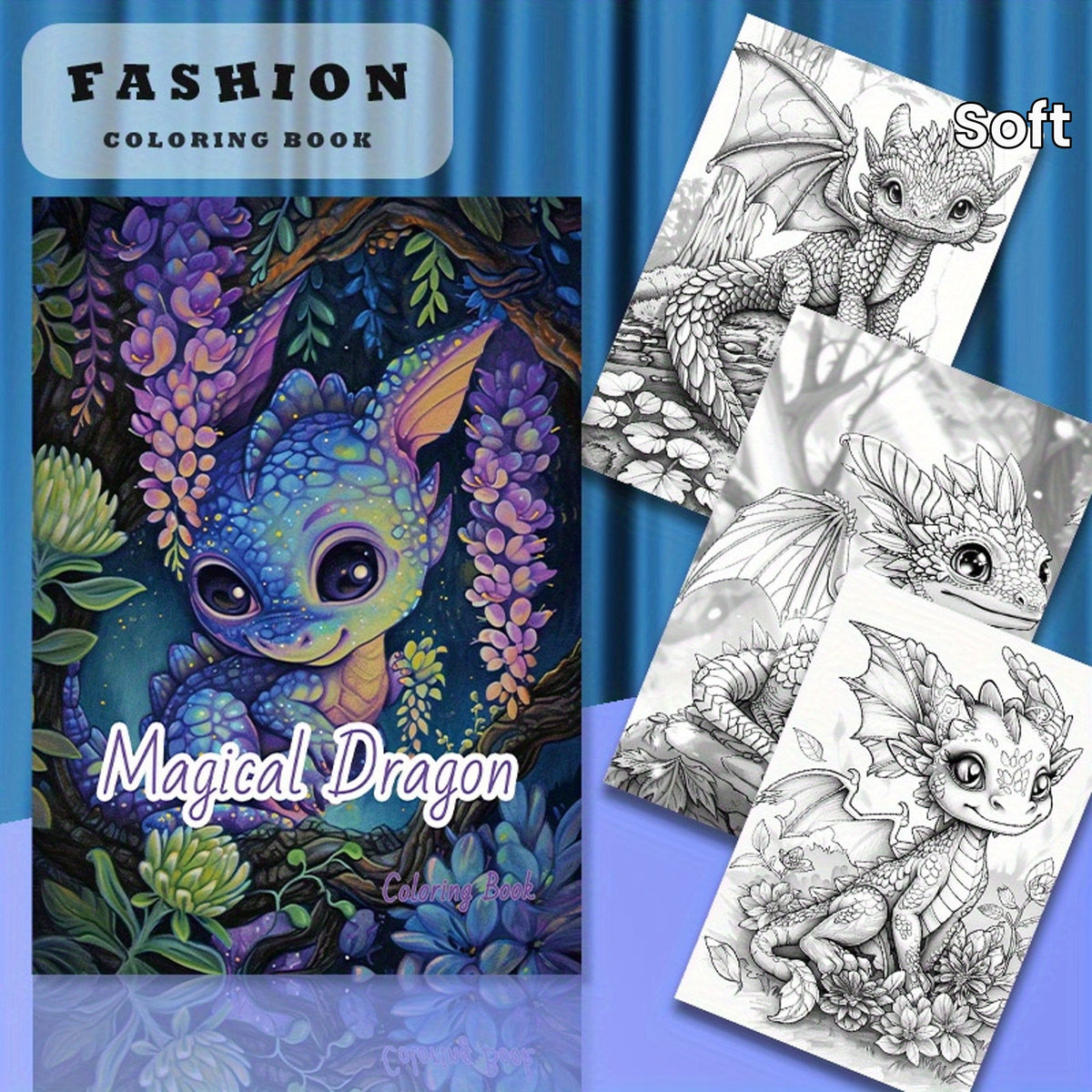 Magical Dragon Coloring Book - Deluxe Edition with 22 Thick Pages