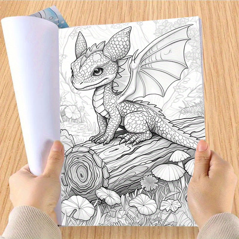 Magical Dragon Coloring Book - Deluxe Edition with 22 Thick Pages