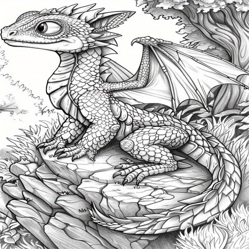 Magical Dragon Coloring Book - Deluxe Edition with 22 Thick Pages