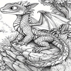 Magical Dragon Coloring Book - Deluxe Edition with 22 Thick Pages