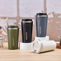 Stainless Steel Insulated Travel Mug 12.85oz Leakproof Coffee Cup
